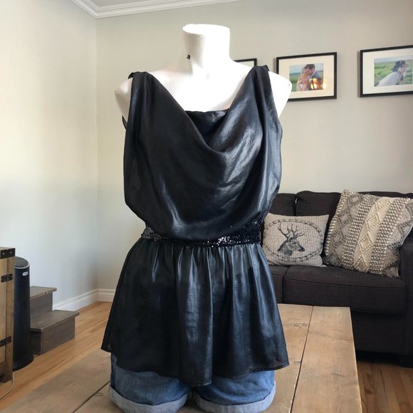 Black Feminine Dressy Smart Set Top | Size S - Picture 2 of 13